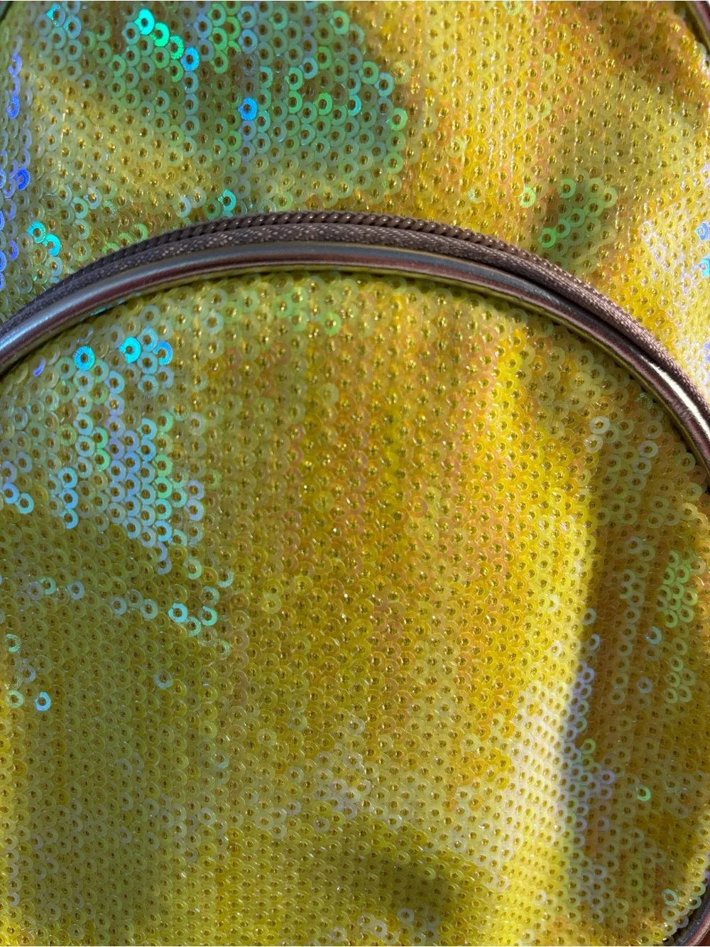 Sequin Bunny Ear Kids Backpack - Yellow with Gold Trim - Picture 3 of 4